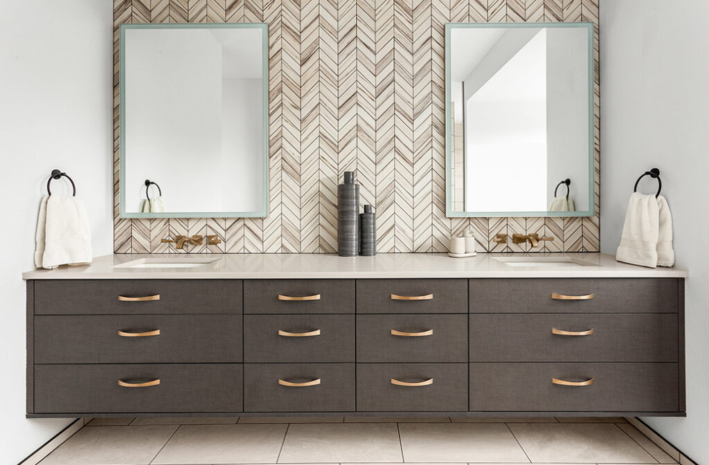 herringbone tile backsplash