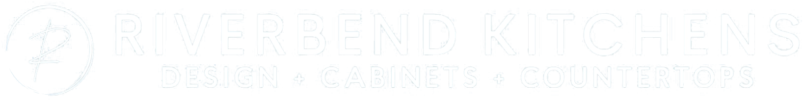 Riverbend Kitchens logo with text: Riverbend Kitchens Design • Cabinets • Countertops and a circular icon featuring a stylized river and tree.