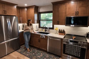 ChatGPT-Edited-Image-of-an-AI-woman-enjoying-a-real-kitchen-built-by-Riverbend-Kitchens