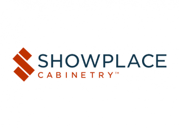 Showplace Cabinetry logo with a red geometric mark to the left and the words SHOWPLACE CABINETRY in dark blue.